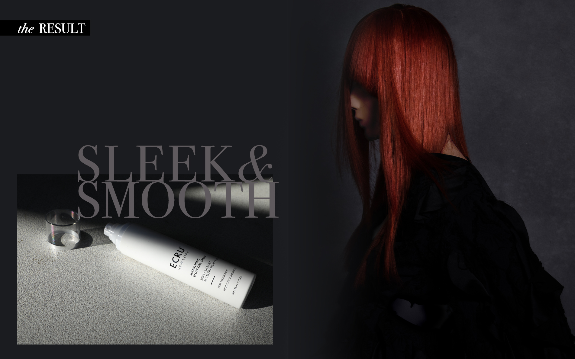 Closeup product photo of smoothing blow-dry spray